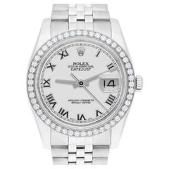Rolex Datejust 36 116234 Diamond Unisex Watch White Roman Dial Jubilee Band