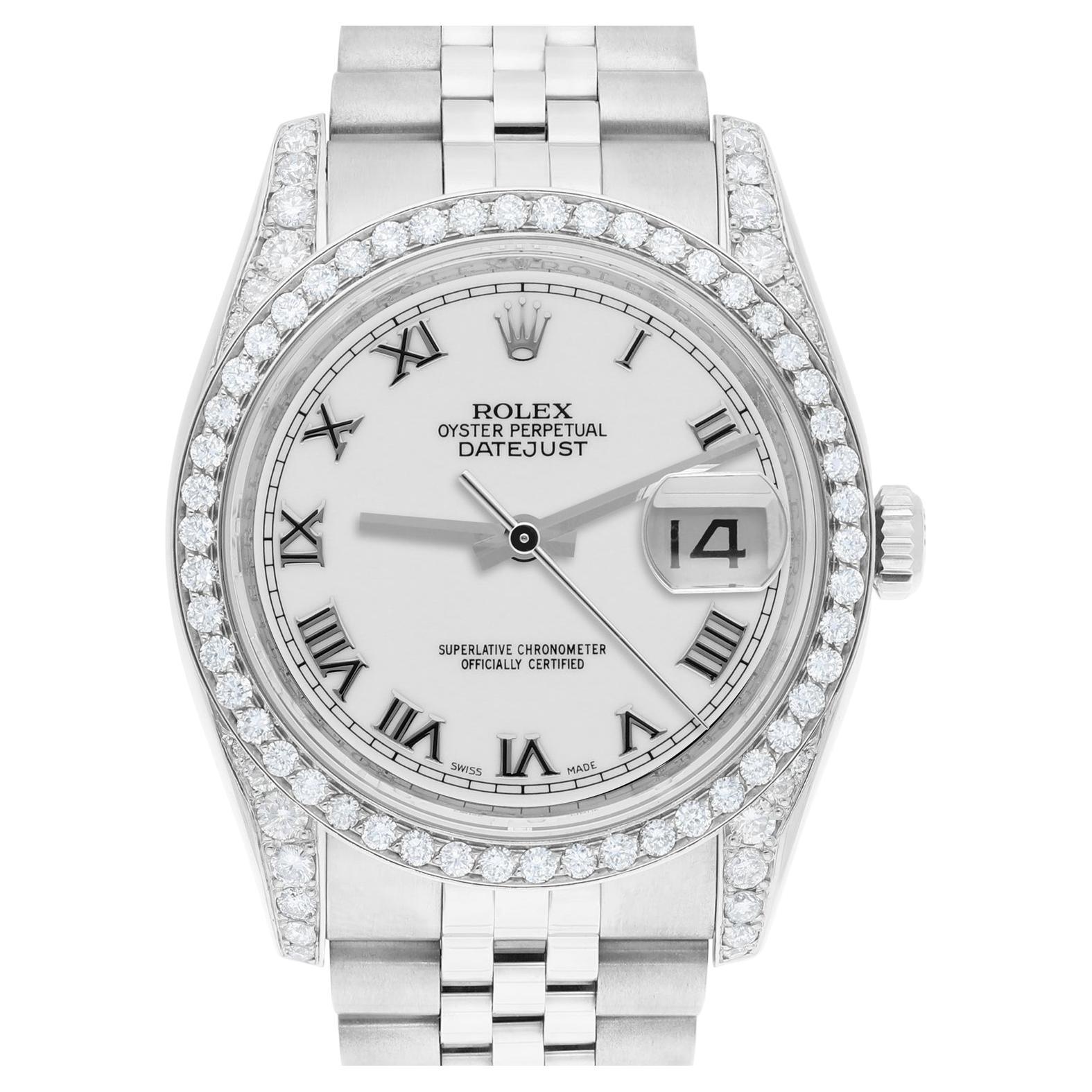 Rolex Datejust 36 116234 Diamond Unisex Watch White Roman Dial Jubilee Band For Sale