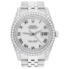 Rolex Datejust 36 116234 Diamant Unisex-Uhr Weißes römisches Zifferblatt Jubiläumsband