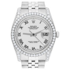 Rolex Datejust 36 116234 Diamond Orologio Unisex Quadrante Romano Bianco Fascia Giubileo