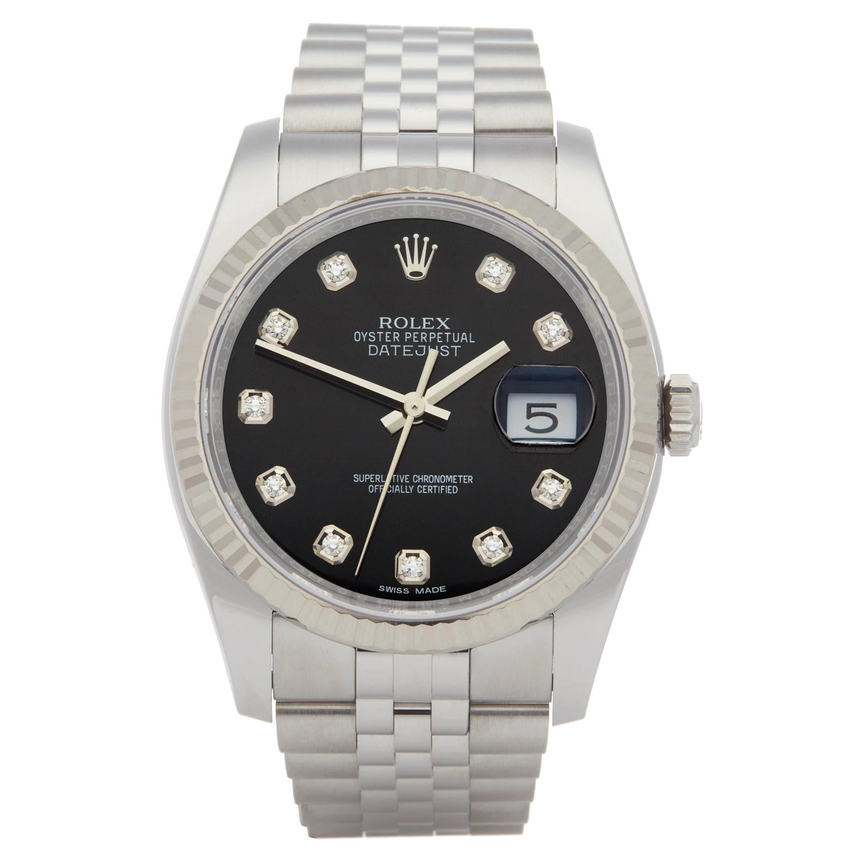 Rolex Datejust 36 116234 Men's Stainless Steel Diamond Stickered NOS Watch