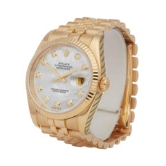 Rolex Datejust 36 116238 Unisex Yellow Gold Diamond Watch