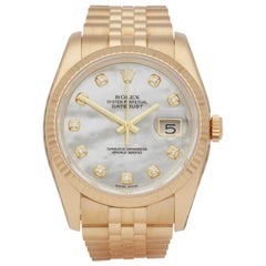 Rolex Datejust 36 116238 Unisex Yellow Gold Diamond Watch Rolex Datejust 36 116238 Unisex Yellow Gold Diamond Watch