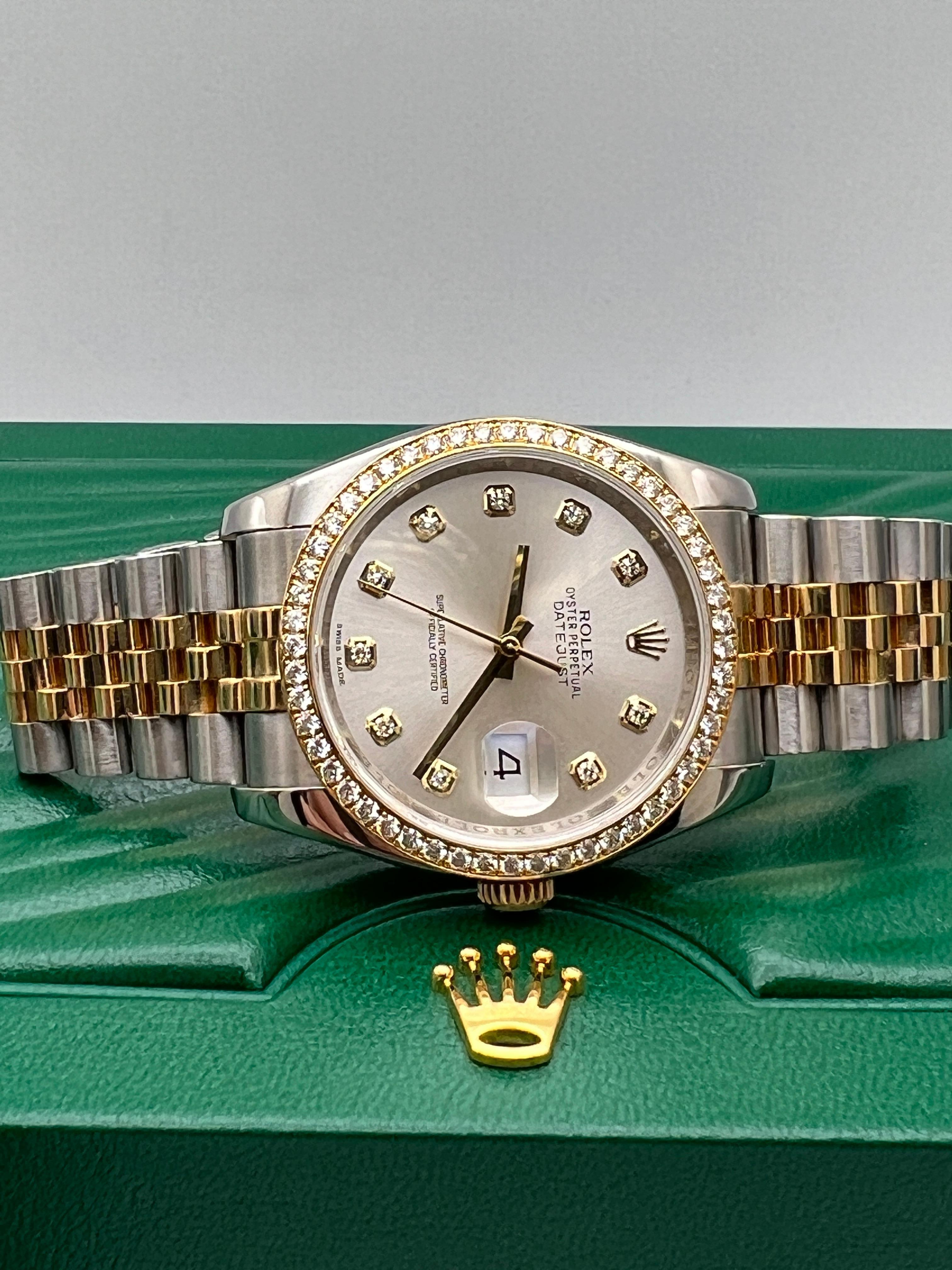 Rolex Datejust 36 116243RBR 18K Factory Diamond Bezel & Dial Jubilee Box Papers For Sale 5