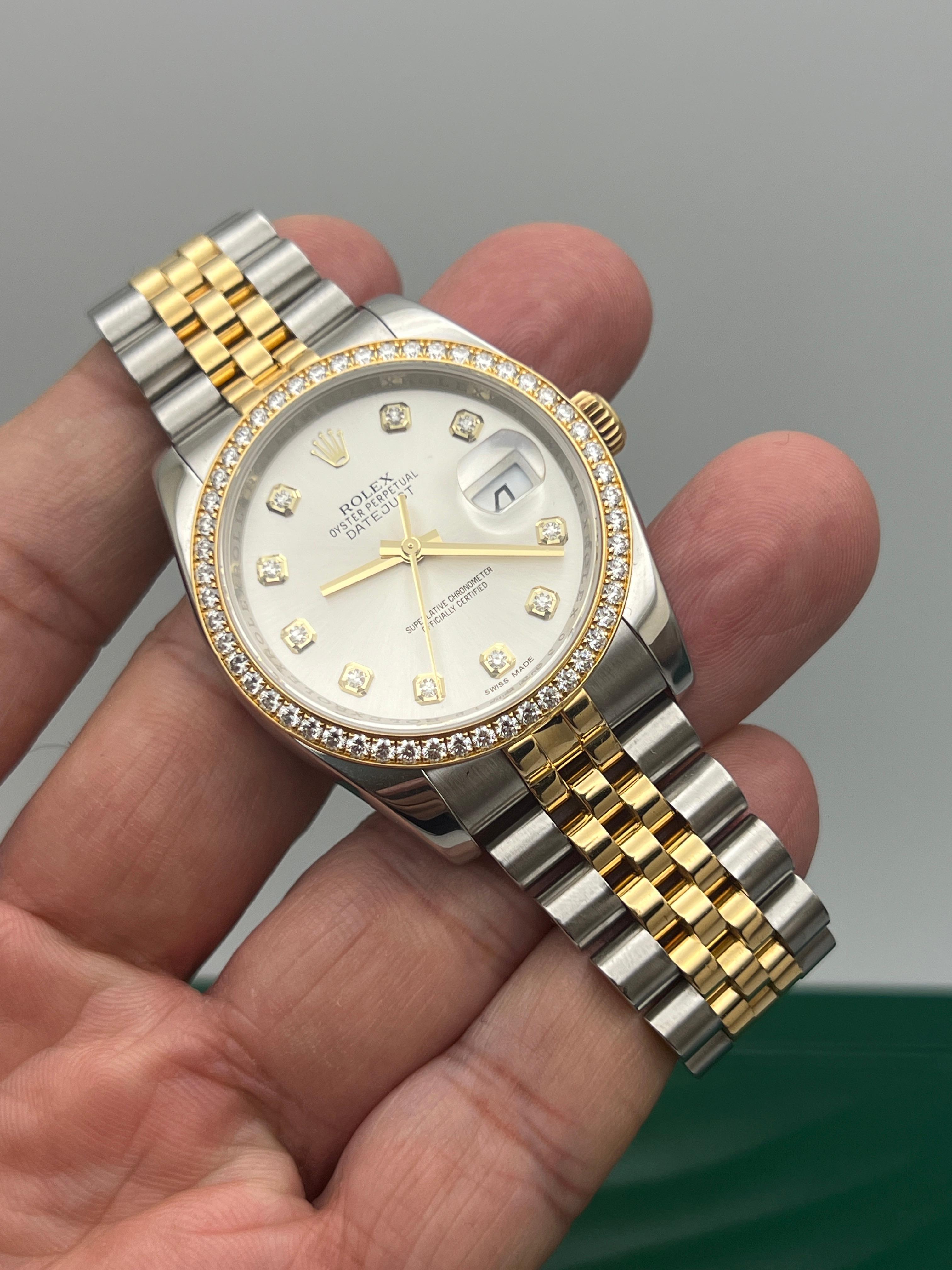 Rolex Datejust 36 116243RBR 18K Factory Diamond Bezel & Dial Jubilee Box Papers For Sale 6