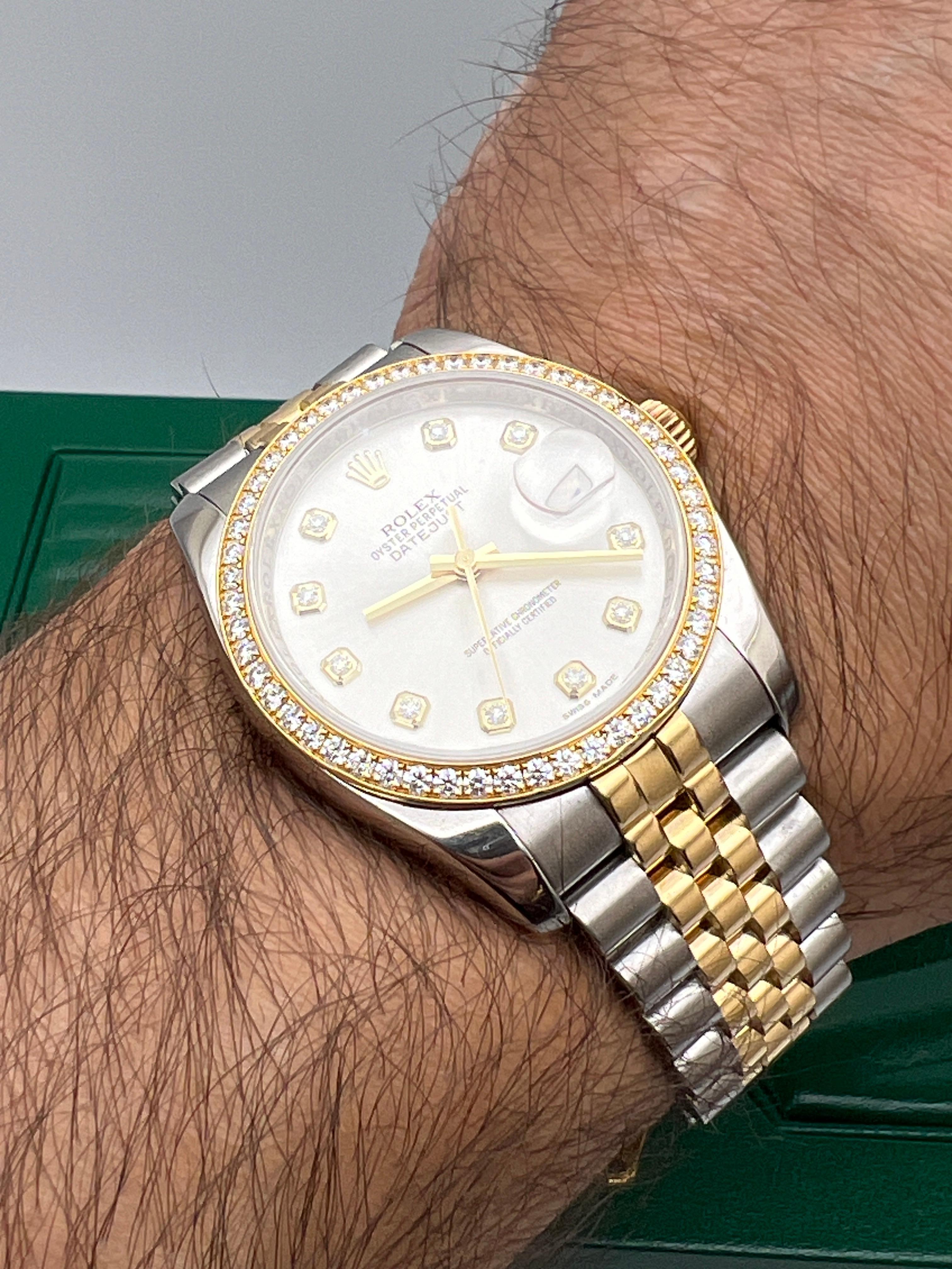 Rolex Datejust 36 116243RBR 18K Factory Diamond Bezel & Dial Jubilee Box Papers For Sale 7