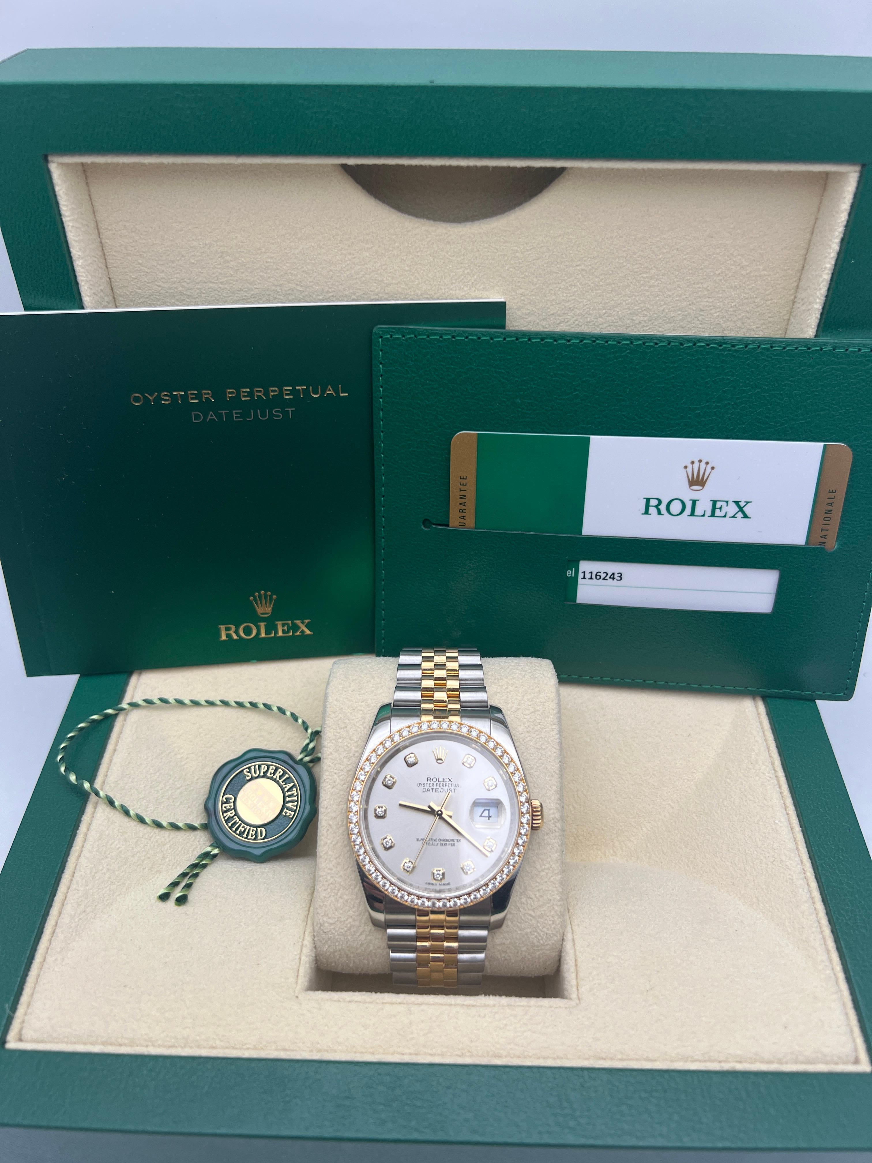 Pristine condition Rolex Datejust 36mm, reference 116243RBR, is a luxurious and elegant timepiece that combines classic design with modern sophistication. This model features a 36mm stainless steel case with a polished finish, enhanced by a