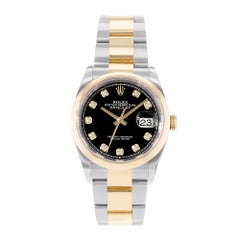 Rolex Datejust 36 126203 Black Diamond Steel 18k Yellow Gold Watch Card 2022