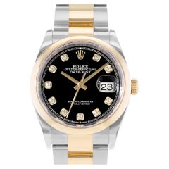 Rolex Datejust 36 126203 Black Diamond Steel 18k Yellow Gold Watch Card 2022