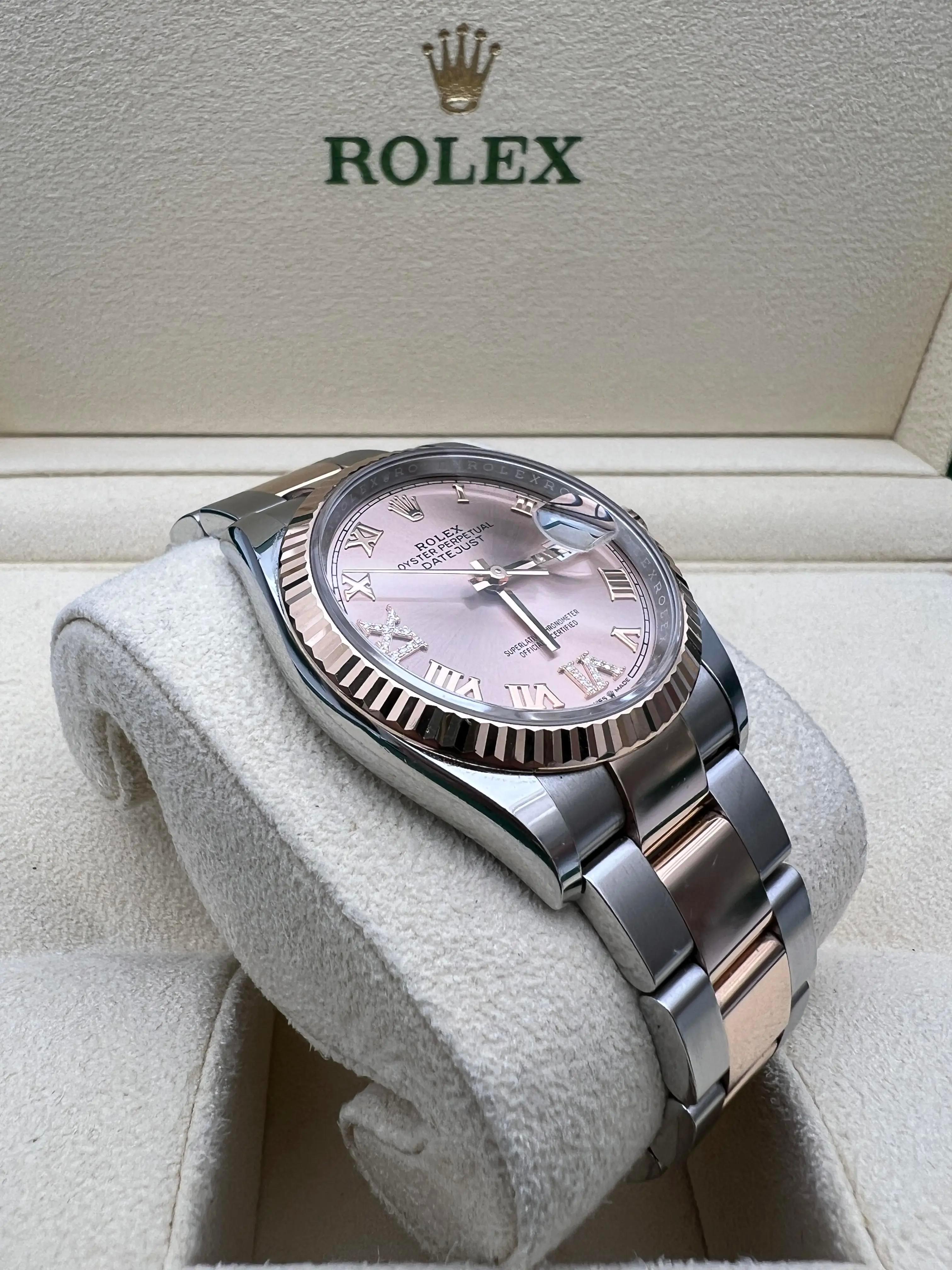 Rolex Montre Datejust 36 126231 rose 18 carats VI IX 6+9 diamants cadran Oyster Box Papers en vente 1