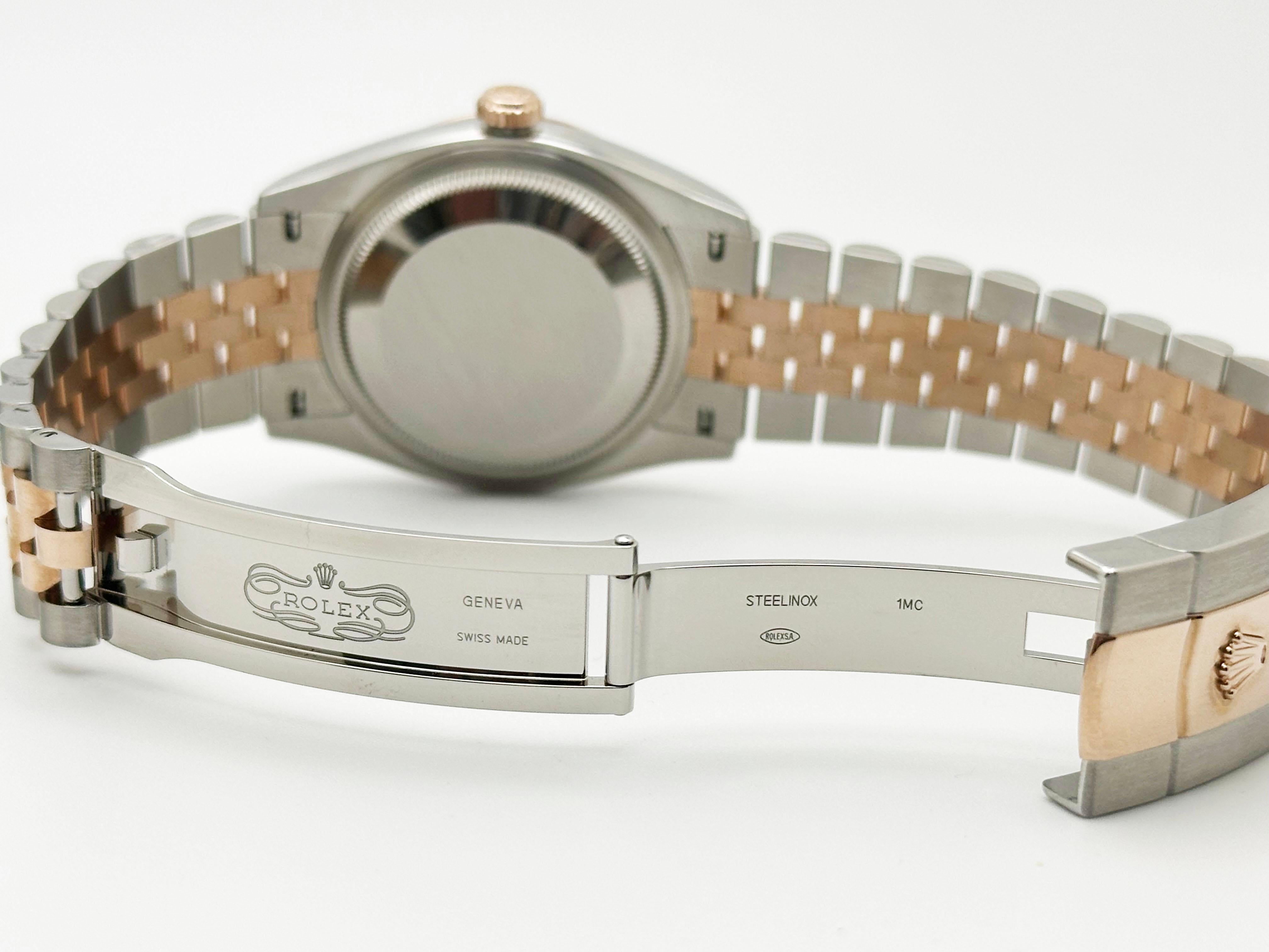 Rolex Datejust 36 126231 Weißer Römer 18K Rose Gold Edelstahl Box Papier im Angebot 2