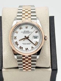 Rolex Datejust 36 126231 White Roman 18K Rose Gold Stainless Steel Box Paper