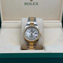 Rolex Datejust 36 126233 18K Yellow Gold Steel VI IX Diamond Silver Dial Watch