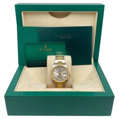 Rolex Datejust 36 126233 18K Yellow Gold Steel VI IX Diamond Silver Dial Watch