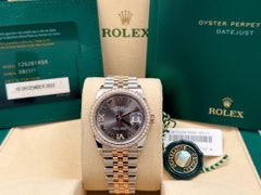 Rolex Datejust 36 126281RBR Schiefer Diamant Zifferblatt Diamant Lünette 18K Rose Gold Stahl