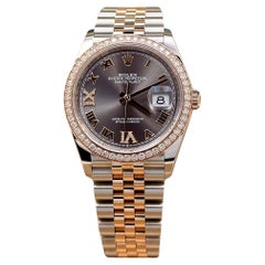Rolex Datejust 36 126281RBR Schiefer Diamant Zifferblatt Diamant Lünette 18K Rose Gold Stahl