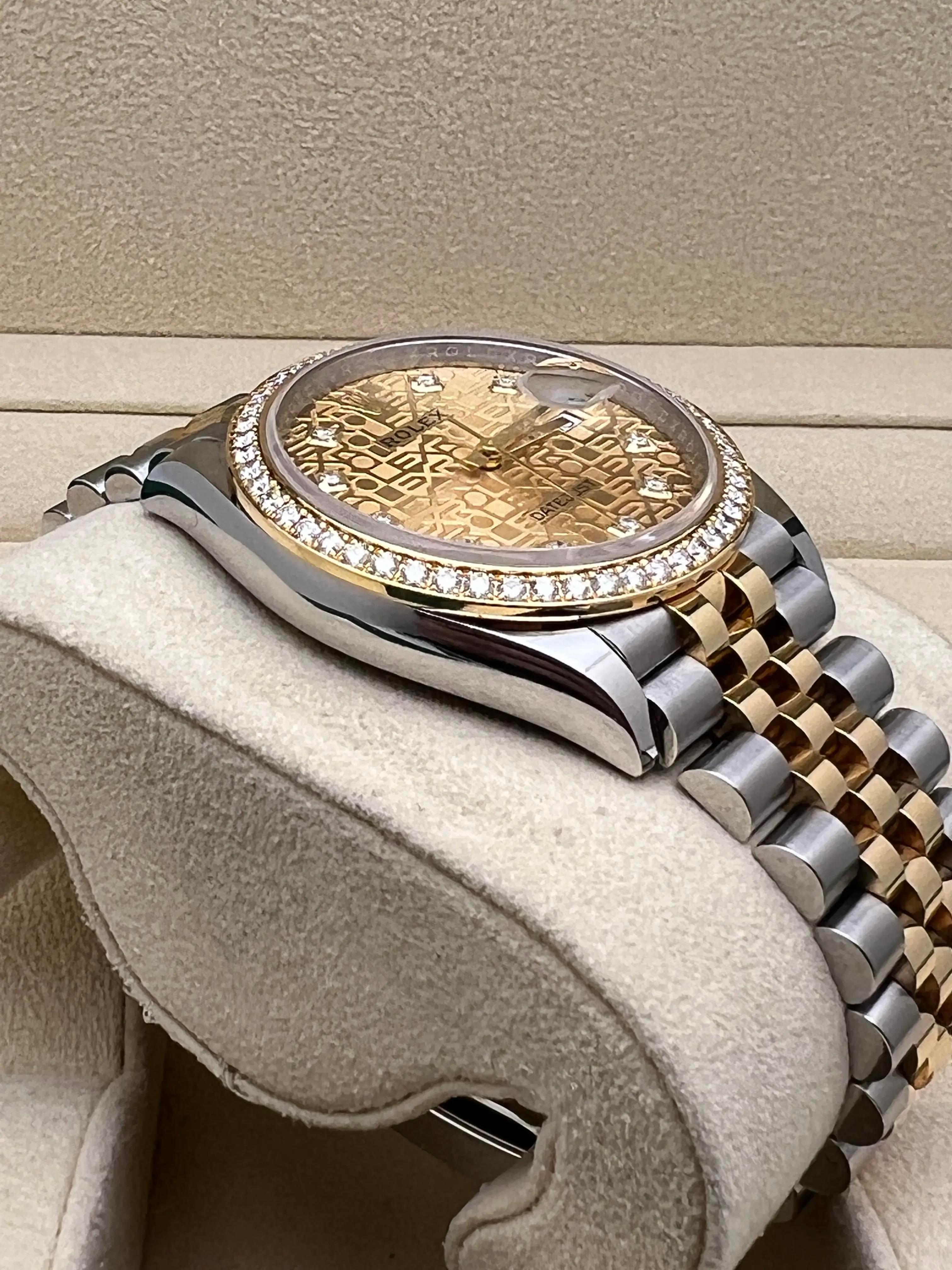 Rolex Datejust 36 126283RBR Factory Diamant-Lünette & Champagner-Zifferblatt Box Papiere im Angebot 2