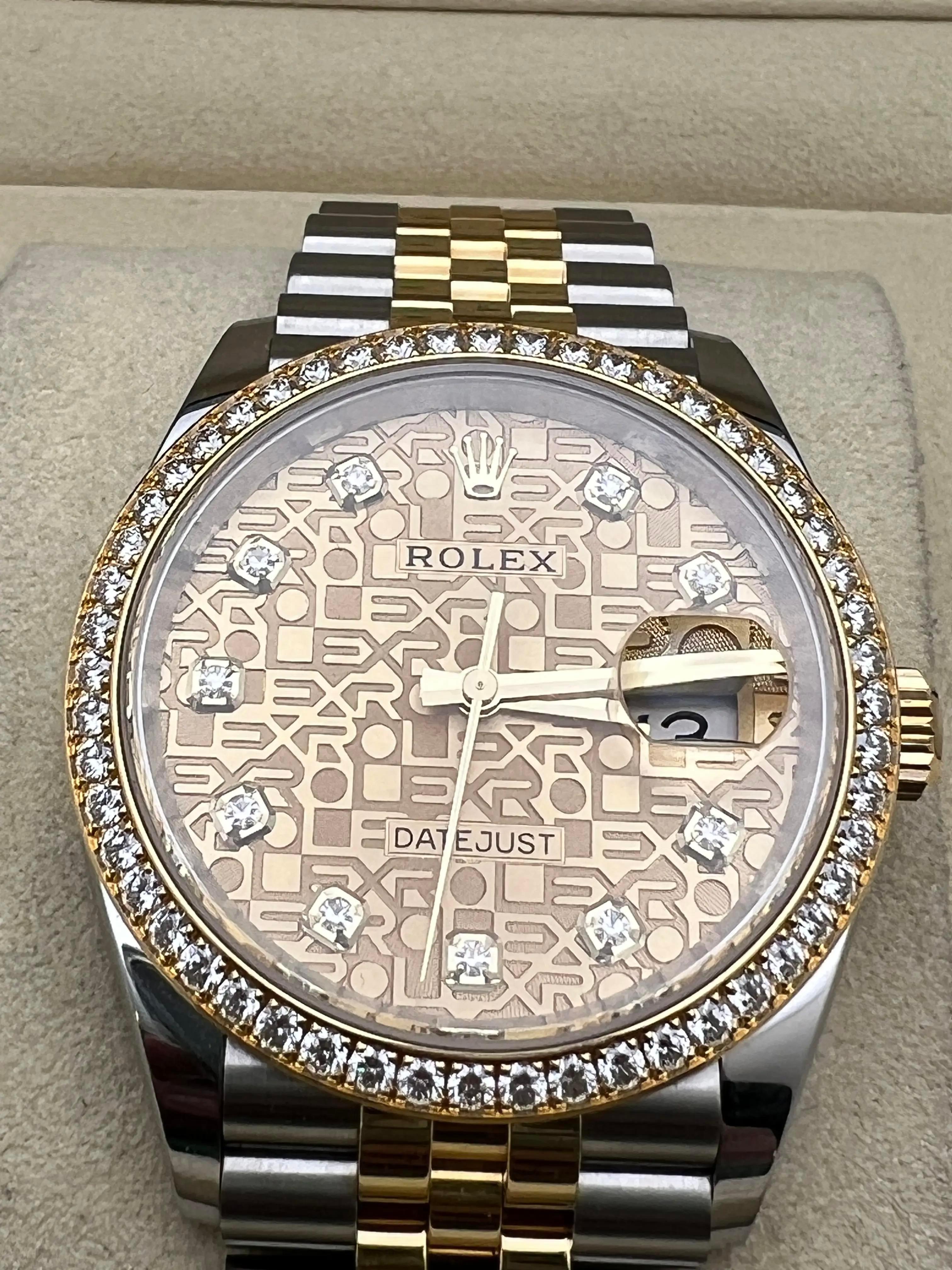 Rolex Datejust 36 126283RBR Factory Diamant-Lünette & Champagner-Zifferblatt Box Papiere im Angebot 4