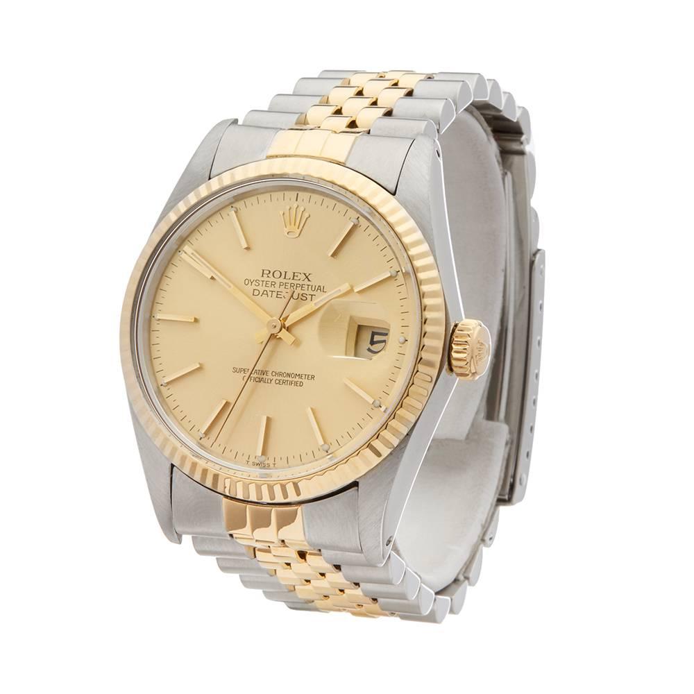 Ref: W5014
Manufacturer: Rolex
Model: Datejust
Model Ref: 16013
Age: 3th October 1982
Gender: Mens
Complete With: Xupes Presenation Pouch & Guarantee
Dial: Champagne Baton
Glass: Plexiglass
Movement: Automatic
Water Resistance: To Manufacturers