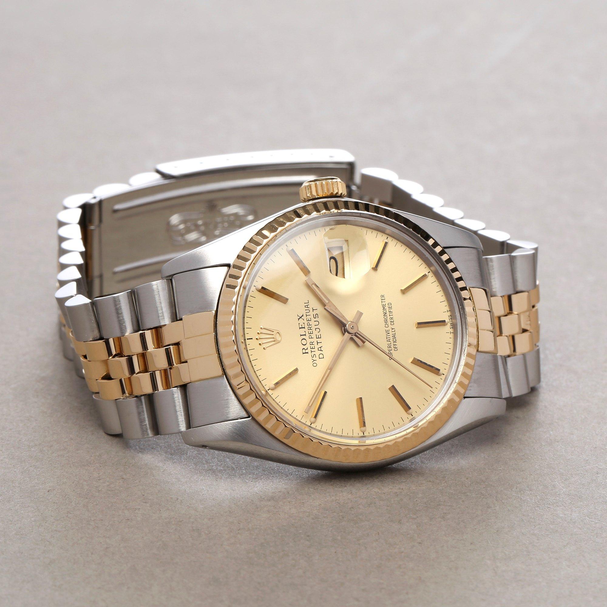 Rolex Datejust 36 16013 Unisex Yellow Gold & Stainless Steel Watch In Good Condition In Bishops Stortford, Hertfordshire
