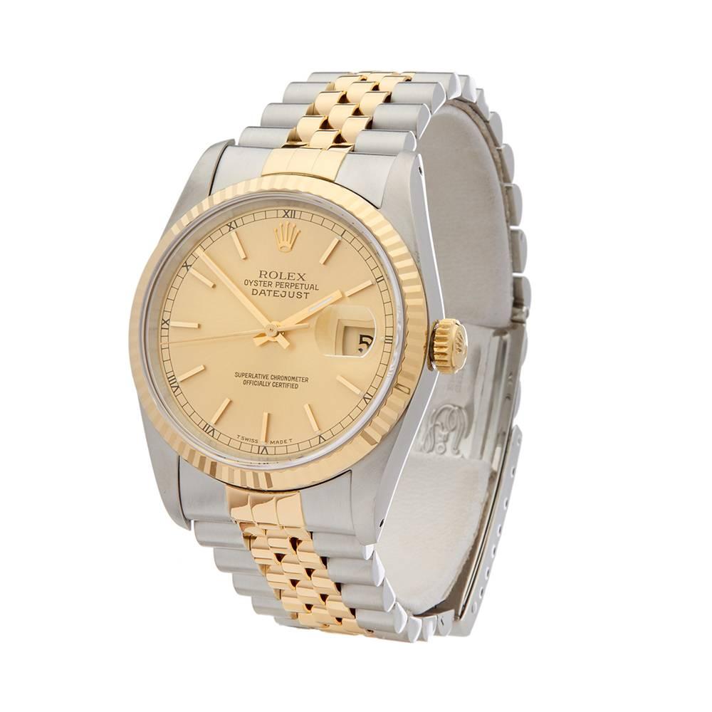 Ref: W5036
Manufacturer: Rolex
Model: Datejust
Model Ref: 16233
Age: 
Gender: Mens
Complete With: Xupes Presenation Pouch
Dial: Champagne Baton
Glass: Sapphire Crystal
Movement: Automatic
Water Resistance: To Manufacturers Specifications
Case:
