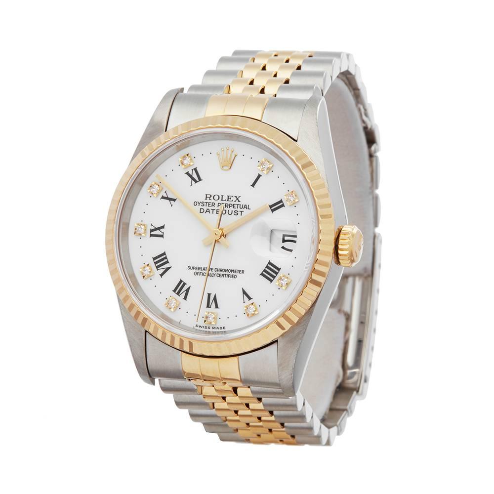 Ref: W5152
Manufacturer: Rolex
Model: Datejust
Model Ref: 16233
Age: 1st March 1997
Gender: Mens
Complete With: Xupes Presentation Box & Guarantee
Dial: White Diamond
Glass: Sapphire Crystal
Movement: Automatic
Water Resistance: To Manufacturers