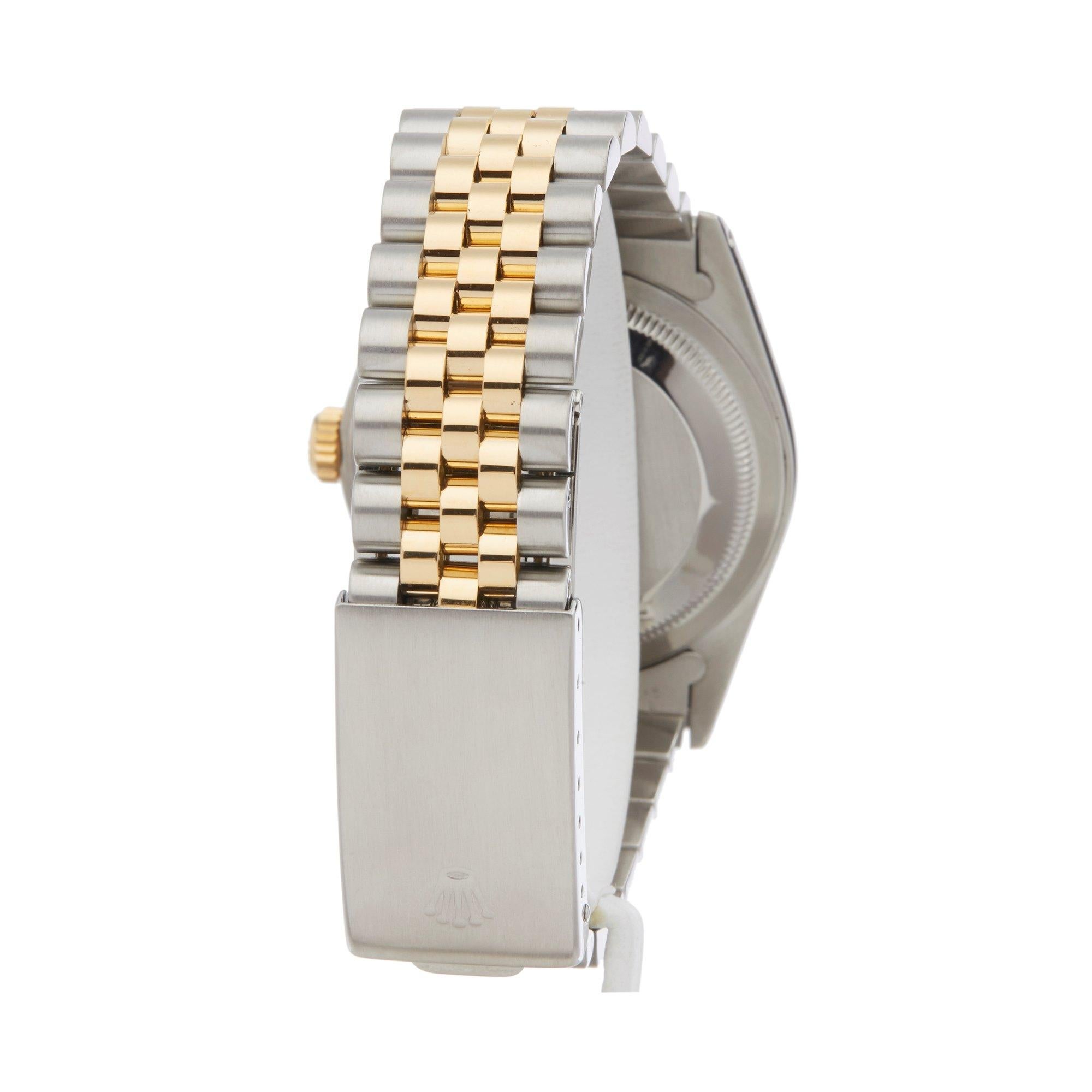 Women's or Men's Rolex Datejust 36 16233 Men's Stainless Steel and Yellow Gold Diamond Watch