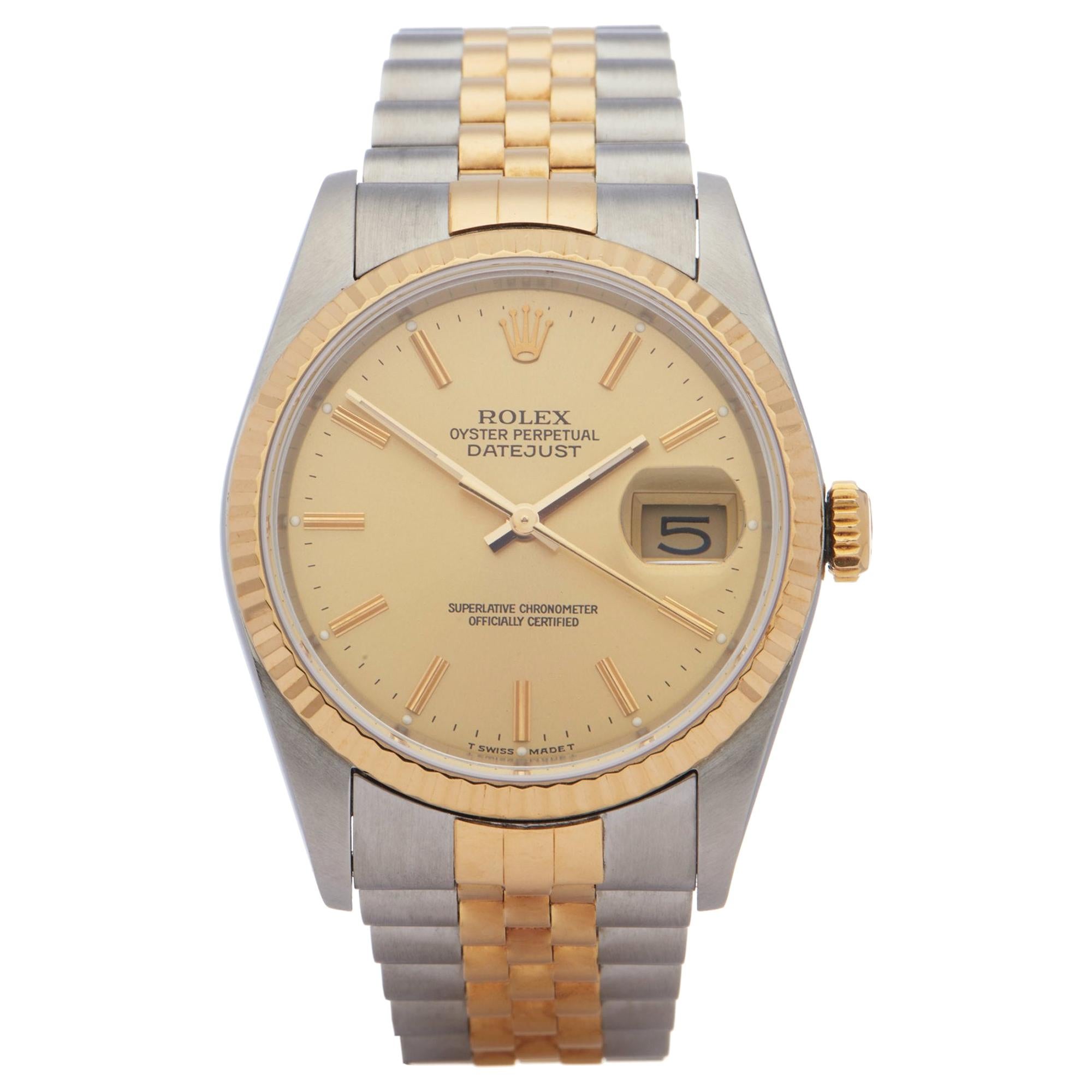 Rolex Datejust 36 16233 Unisex Yellow Gold & Stainless Steel 18K Watch