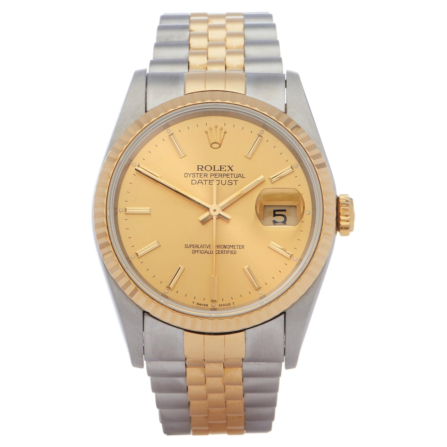 Rolex Datejust 36 16233 Unisex Yellow Gold & Stainless Steel 18K Watch