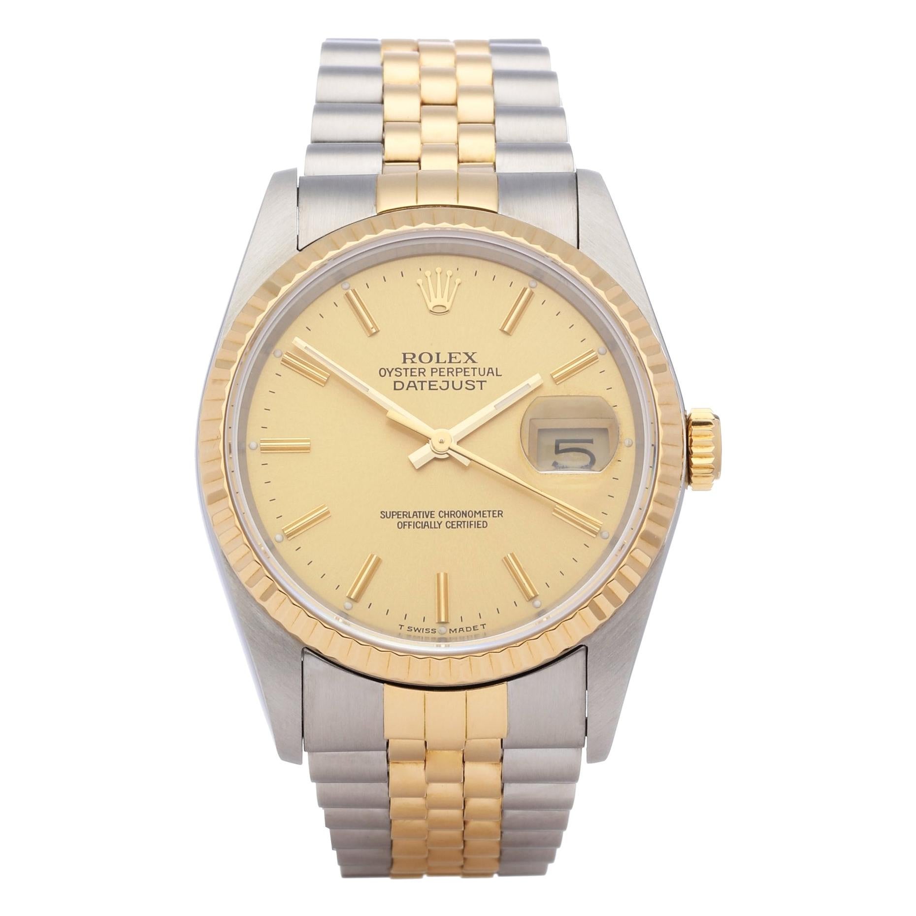 Rolex Datejust 36 16233 Unisex Yellow Gold & Stainless Steel Watch