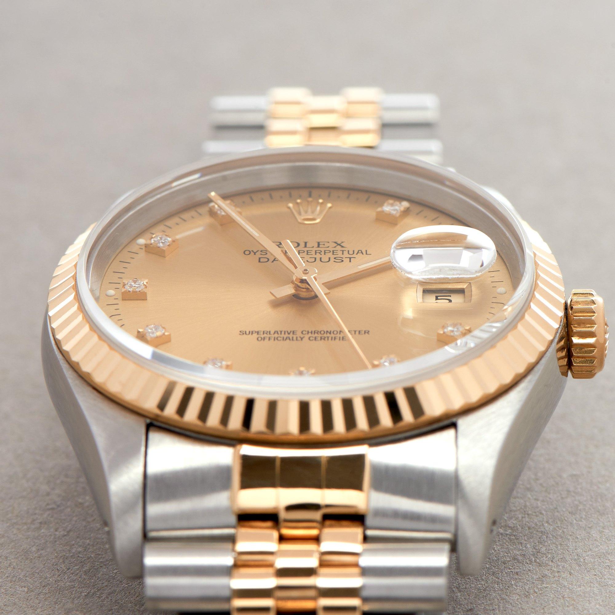 Rolex Datejust 36 16233G Unisex Yellow Gold & Stainless Steel 0 Watch In Good Condition For Sale In Bishops Stortford, Hertfordshire