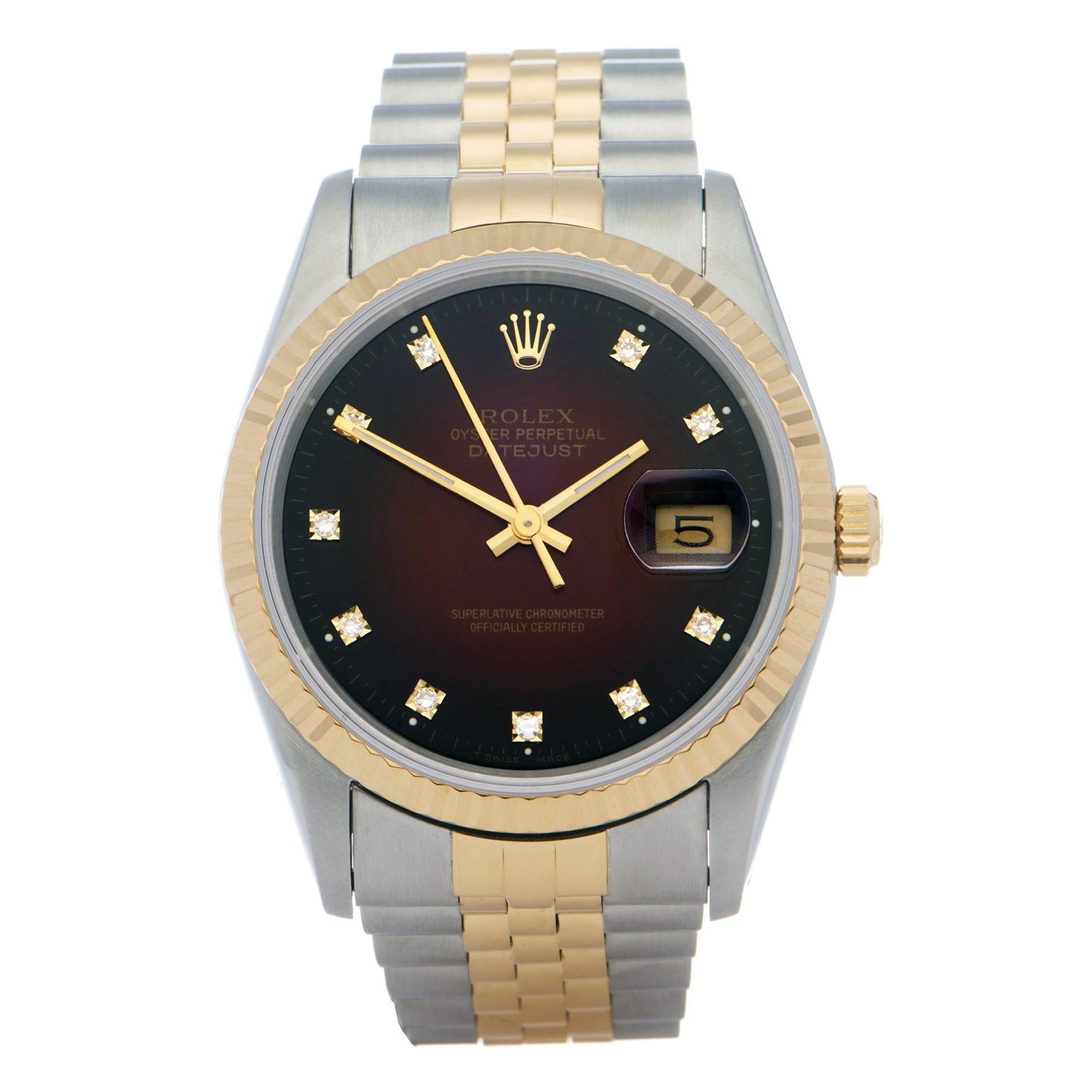 Rolex Datejust 36 16233G Unisex Yellow Gold & Stainless Steel 18K Watch
