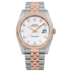 Rolex Datejust 36 Oro rosa 18K Acciaio Diamante Quadrante Bianco Orologio 116231