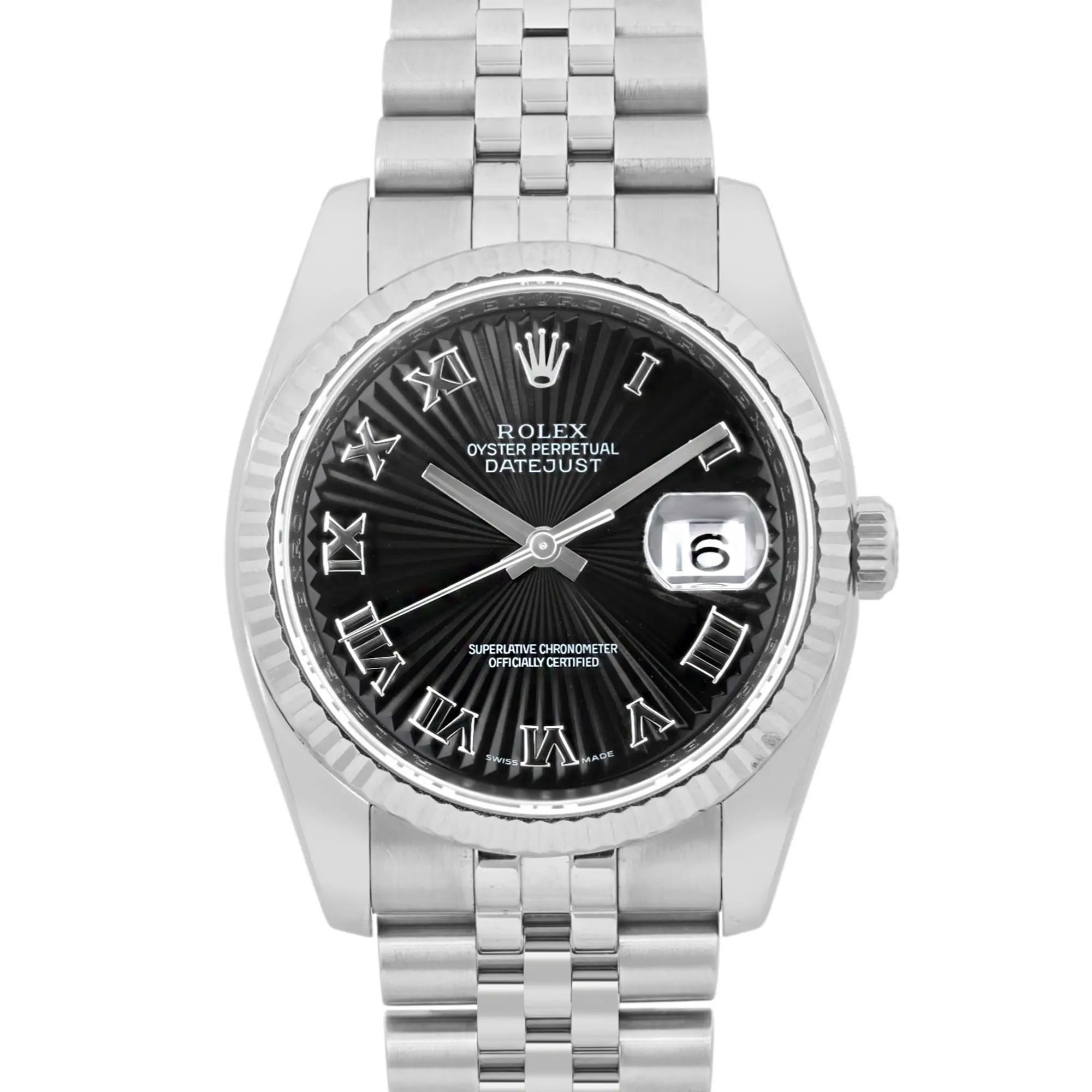 Buone condizioni d'uso. Viene fornito con la scatola originale ma senza documenti.

Informazioni generali
Marchio: Rolex
Modello: Datejust
Model No.: 116234
Reparto: Uomini
Stile: Lusso
Paese/Regione di produzione: Svizzera
Anno di produzione: