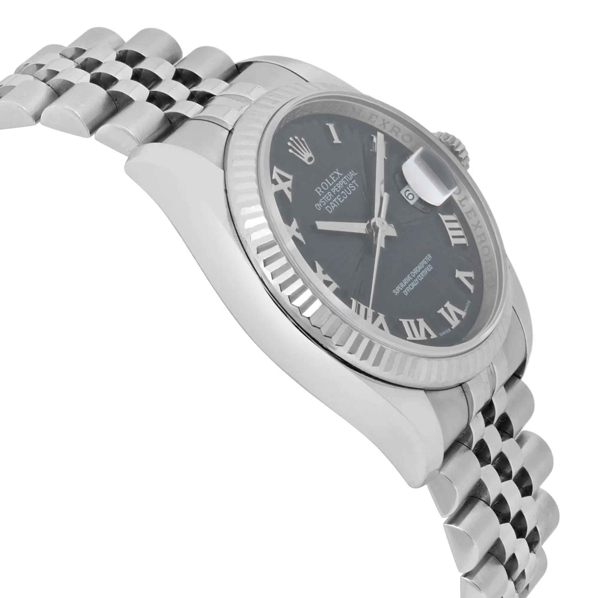 Uomo Rolex Datejust 36 Orologio da uomo quadrante nero in acciaio e oro bianco 18 carati 116234 in vendita