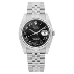 Rolex Datejust 36 18K White Gold Steel Roman Sunbeam Black Dial Men Watch 116234