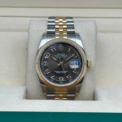 Rolex Datejust 36 18k Yellow Gold Chocolate Arabic Dial Watch 116233