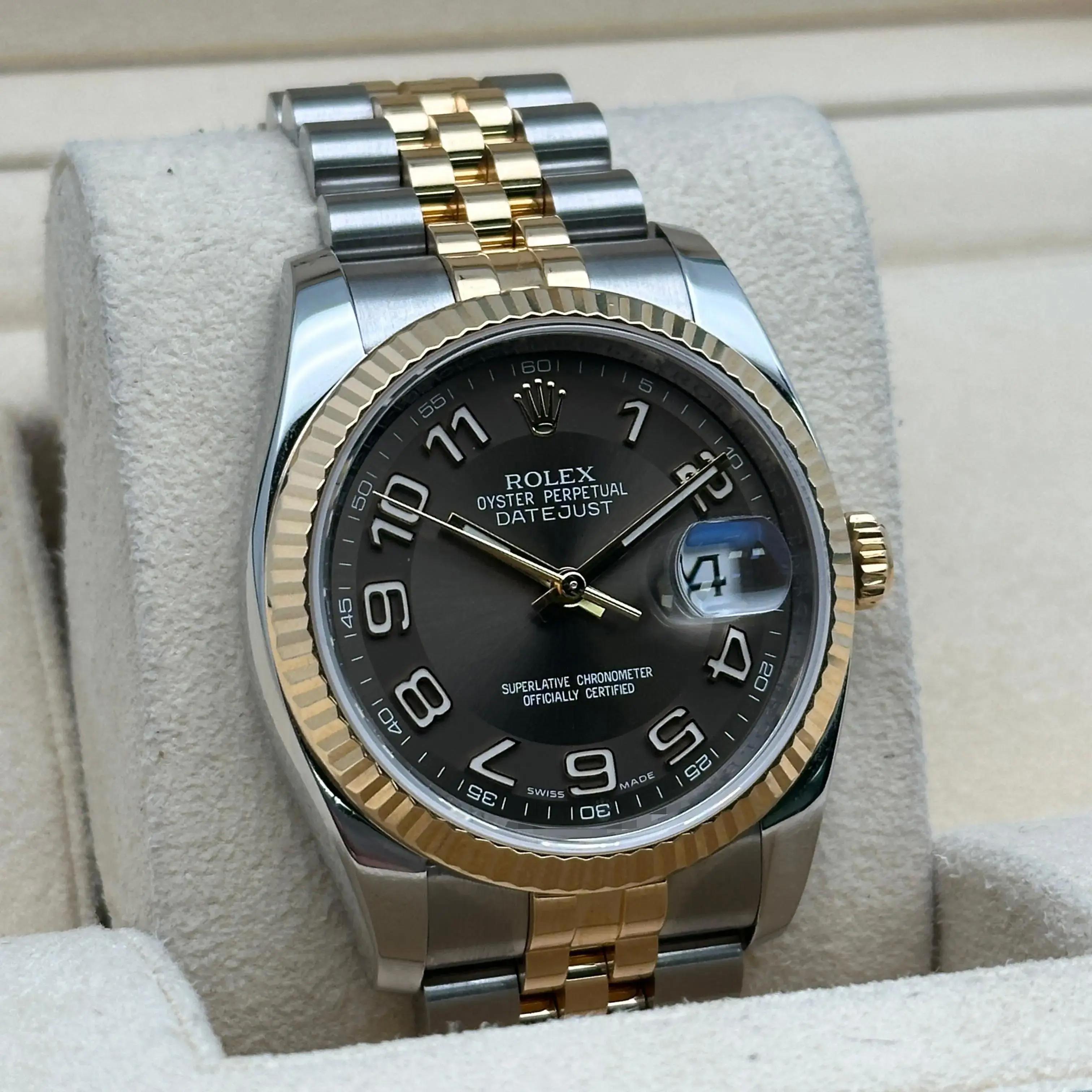 da uomo o donna Rolex Datejust 36 Oro giallo 18k Quadrante arabo cioccolato 116233 in vendita
