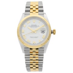 Rolex Datejust 36 18K Yellow Gold Stainless Steel White Dial Men's Watch 126233