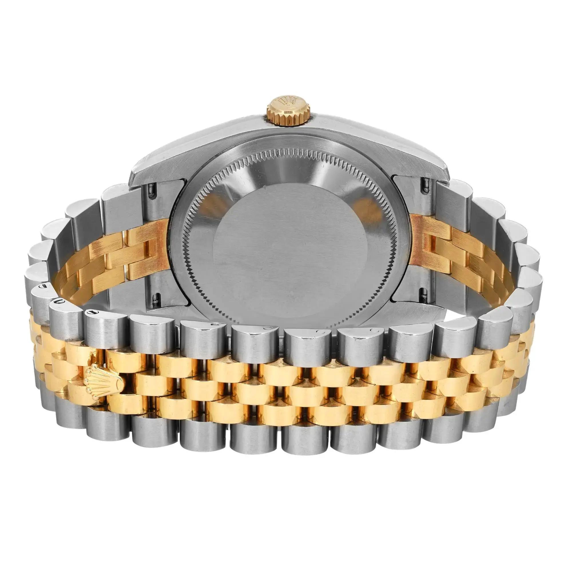 Rolex Datejust 36 18k Yellow Gold Steel Ivory Pyramid Dial Men Watch 116233 1