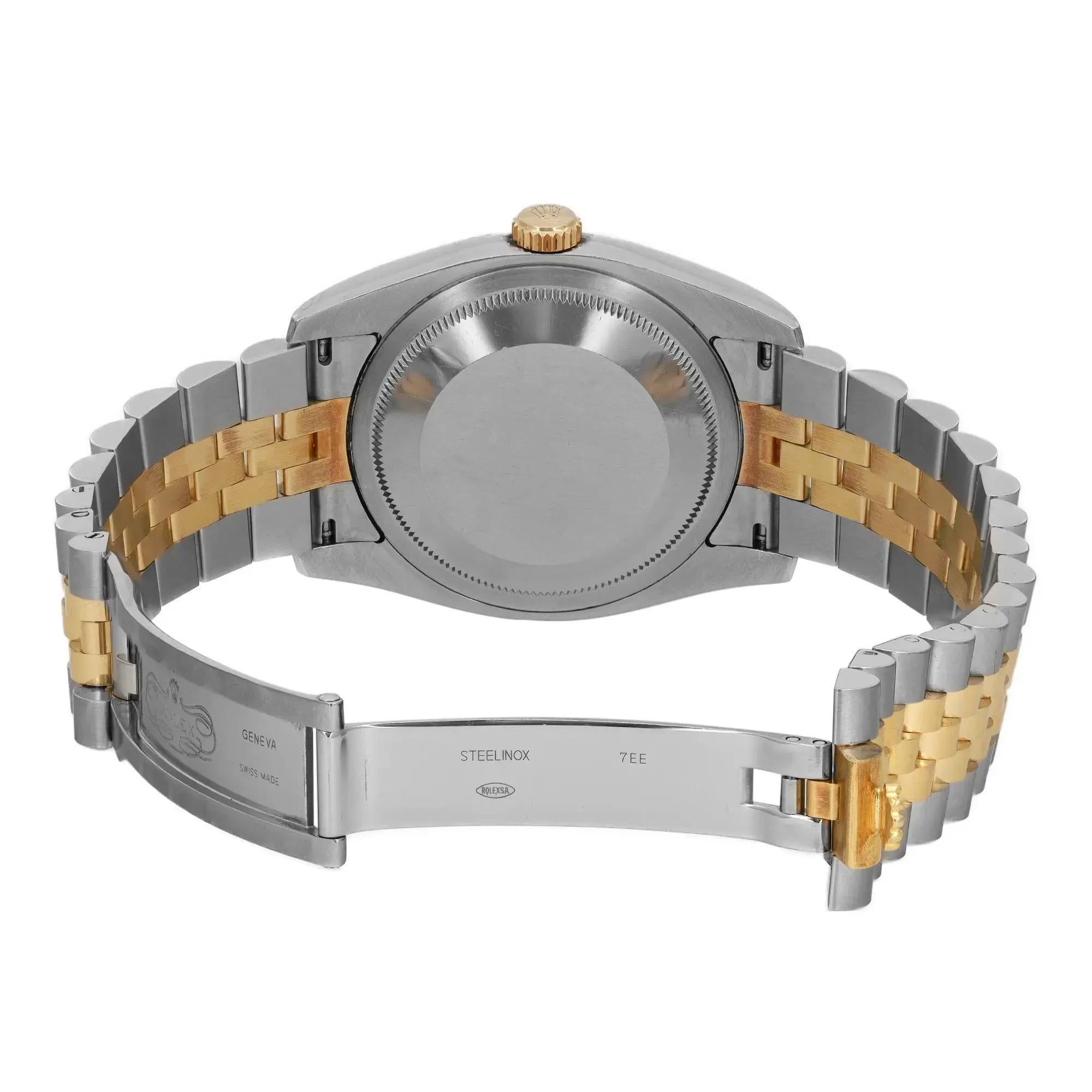 Rolex Datejust 36 18k Yellow Gold Steel Ivory Pyramid Dial Men Watch 116233 2