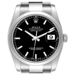 Rolex Datejust 36 Black Baton Dial Steel Mens Watch 116200