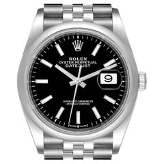 Rolex Datejust 36 Schwarzes Zifferblatt gewölbte Lünette Stahl Herrenuhr 126200 Box Card