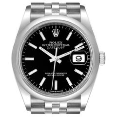 Rolex Datejust 36 Schwarzes Zifferblatt gewölbte Lünette Stahl Herrenuhr 126200 ungetragen