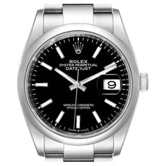 Rolex Datejust 36 Black Dial Domed Bezel Steel Mens Watch 126200 Unworn