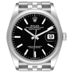 Rolex Datejust 36 Black Dial Domed Bezel Steel Mens Watch 126200 Unworn
