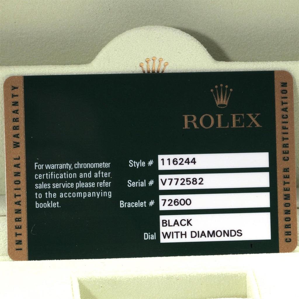 Rolex Datejust 36 Black Diamond Dial Bezel Unisex Watch 116244 Box Card 9