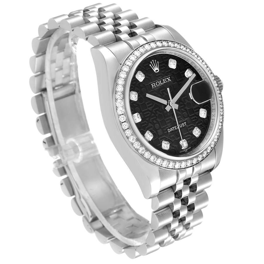 Rolex Datejust 36 Quadrante Nero Diamante Lunetta Orologio Unisex 116244 Scheda Scatola In condizioni ottime in vendita a Atlanta, GA