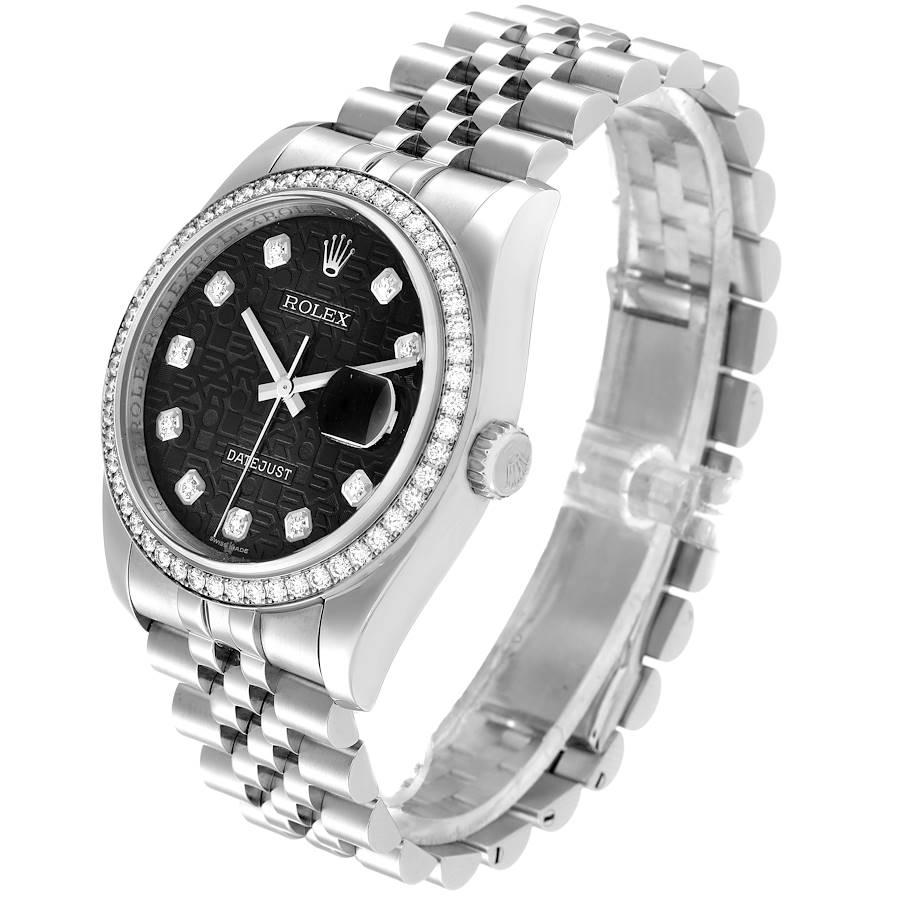 Rolex Datejust 36 Quadrante Nero Diamante Lunetta Orologio Unisex 116244 Scheda Scatola in vendita 1