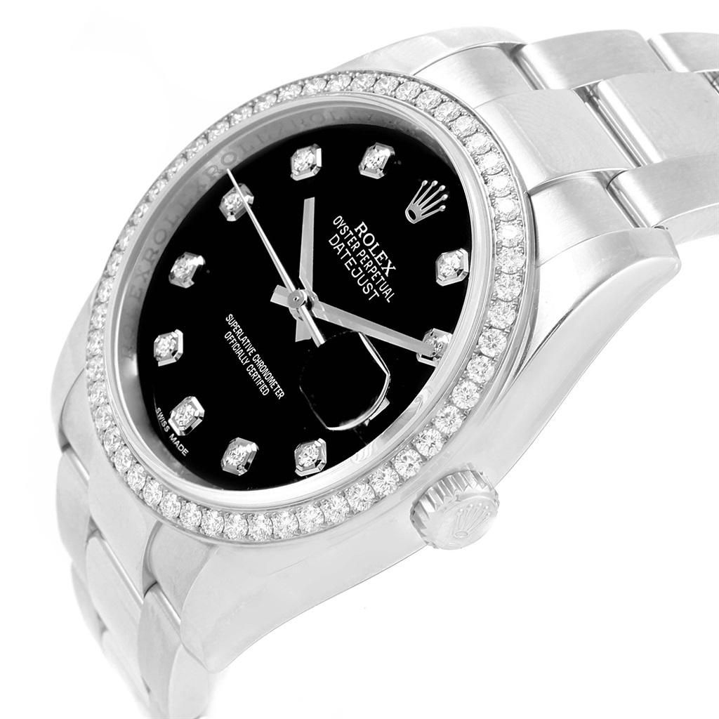 Rolex Datejust 36 Black Diamond Dial Bezel Unisex Watch 116244 Box Card 1